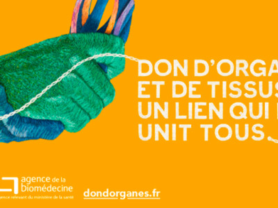 Illustration du don d’organes et de tissus par l’Agence de la Biomédecine, un lien qui unit tous les donneurs et receveurs